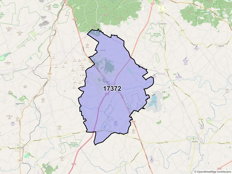 Map of York Springs, Pennsylvania and ZIP codes