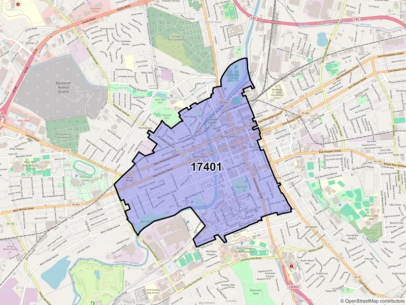 Map of ZIP Code 17401 — York, PA