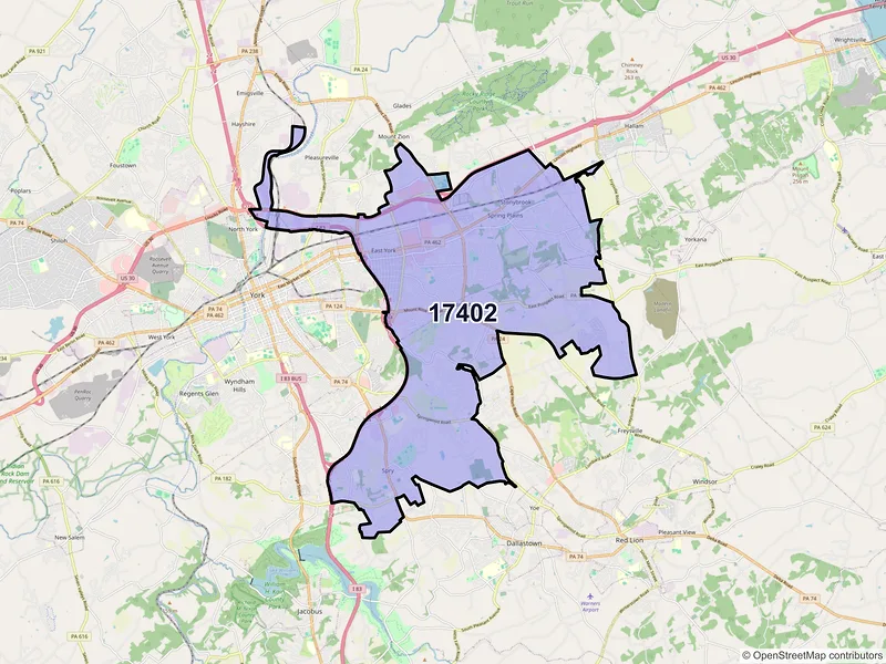 Map of ZIP Code 17402 — York, PA