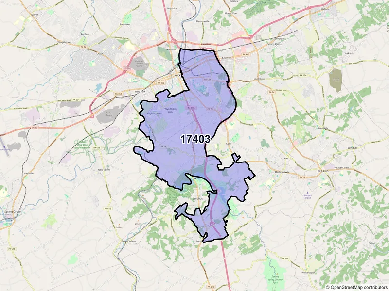 Map of ZIP Code 17403 — York, PA