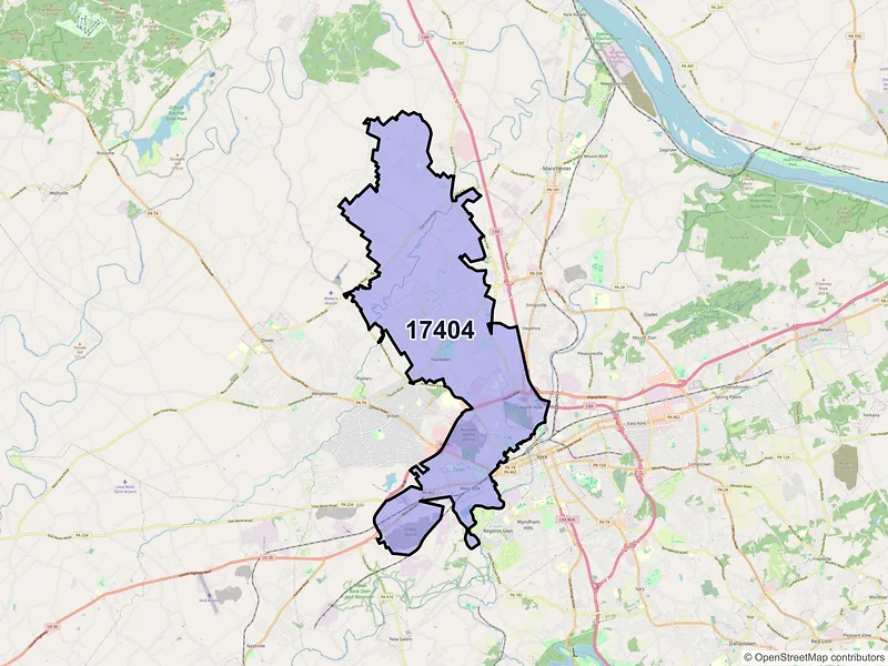 Map of ZIP Code 17404 — York, PA