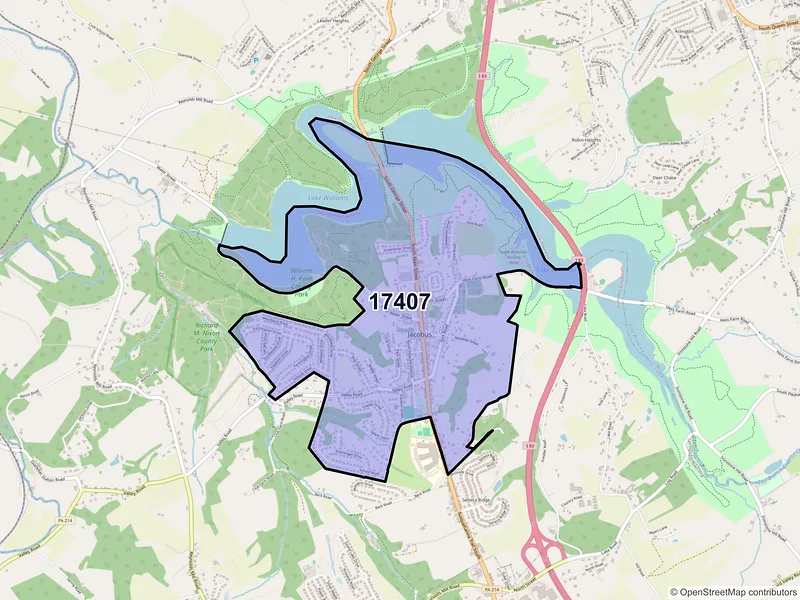 Map of ZIP Code 17407 — York, PA