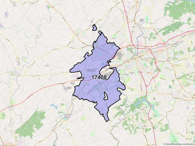 Map of ZIP Code 17408 — York, PA