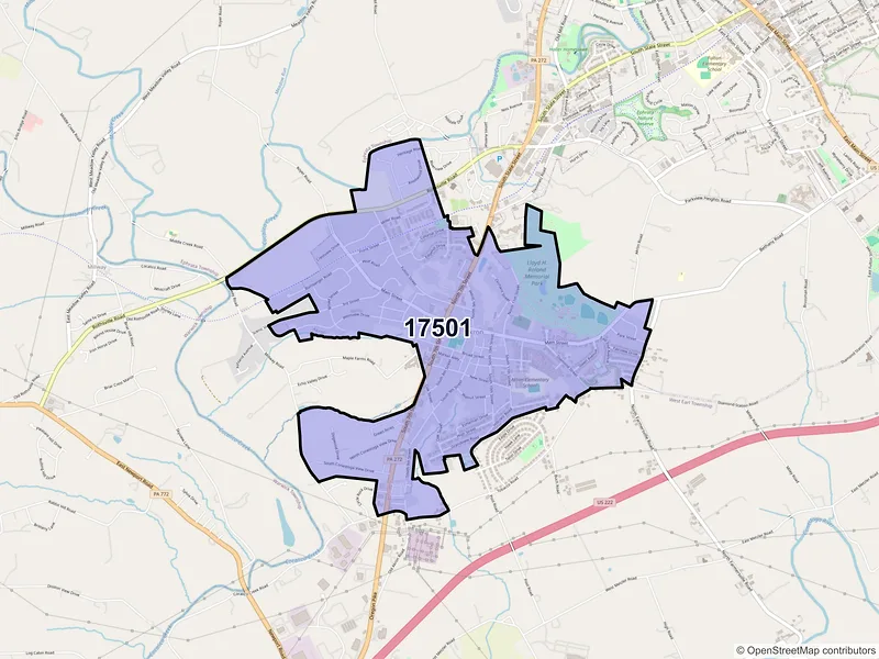 Map of ZIP Code 17501 — Akron, PA