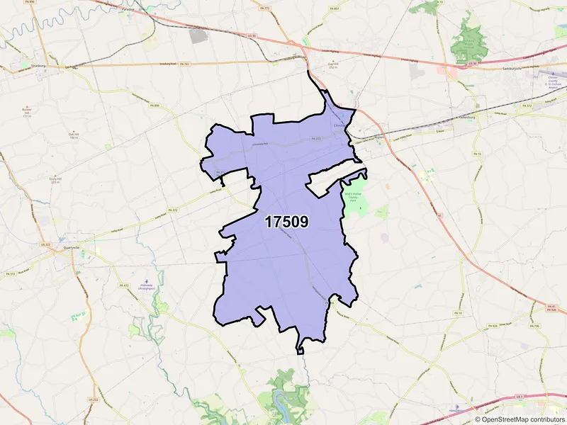 Map of ZIP Code 17509 — Christiana, PA