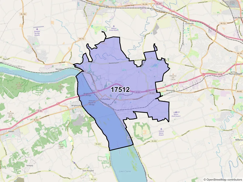Map of ZIP Code 17512 — Columbia, PA