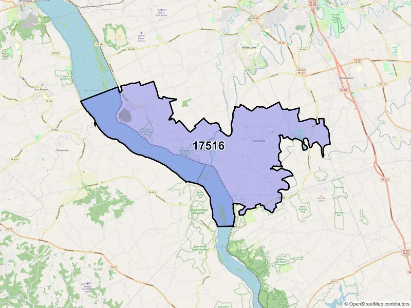 Map of ZIP Code 17516 — Conestoga, PA