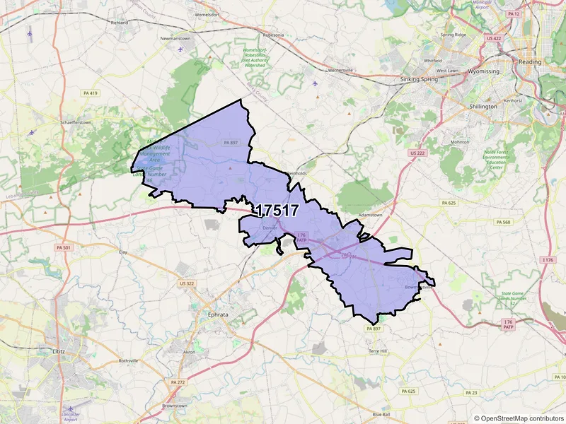 Map of ZIP Code 17517 — Denver, PA