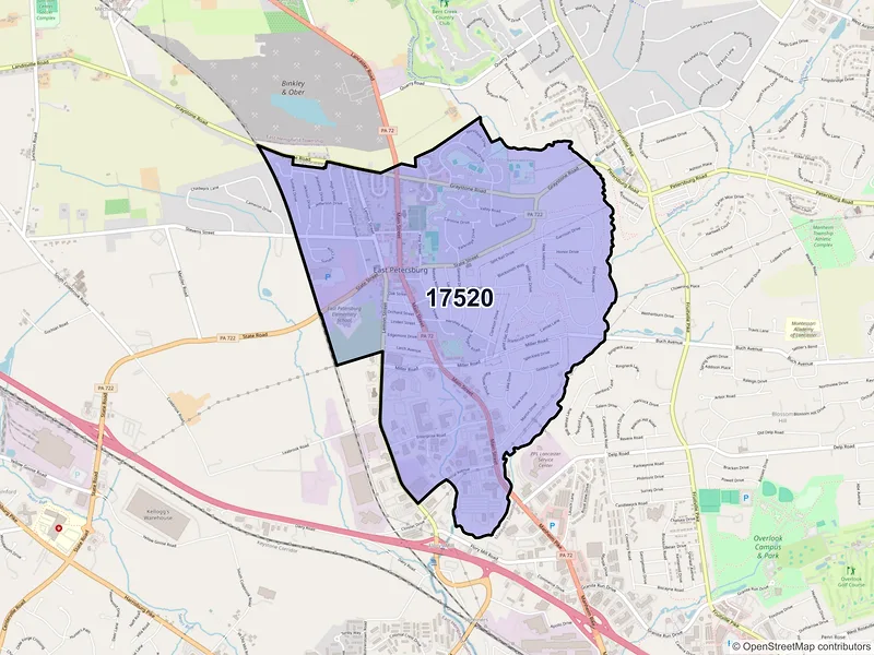 Map of ZIP Code 17520 — East Petersburg, PA