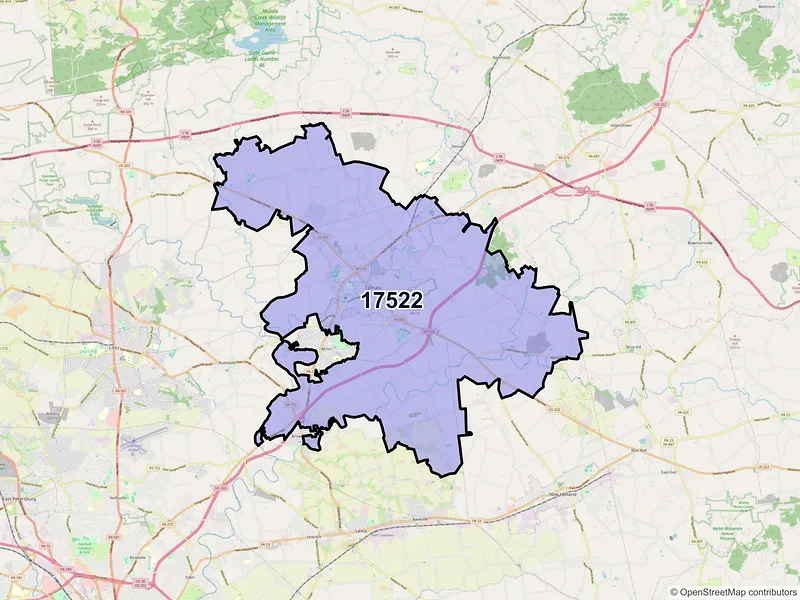 Map of ZIP Code 17522 — Ephrata, PA