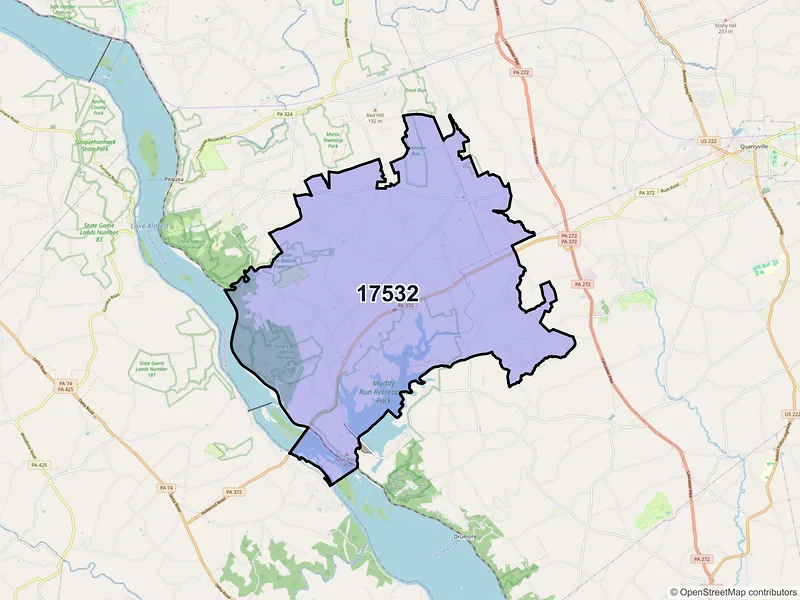 Map of ZIP Code 17532 — Holtwood, PA