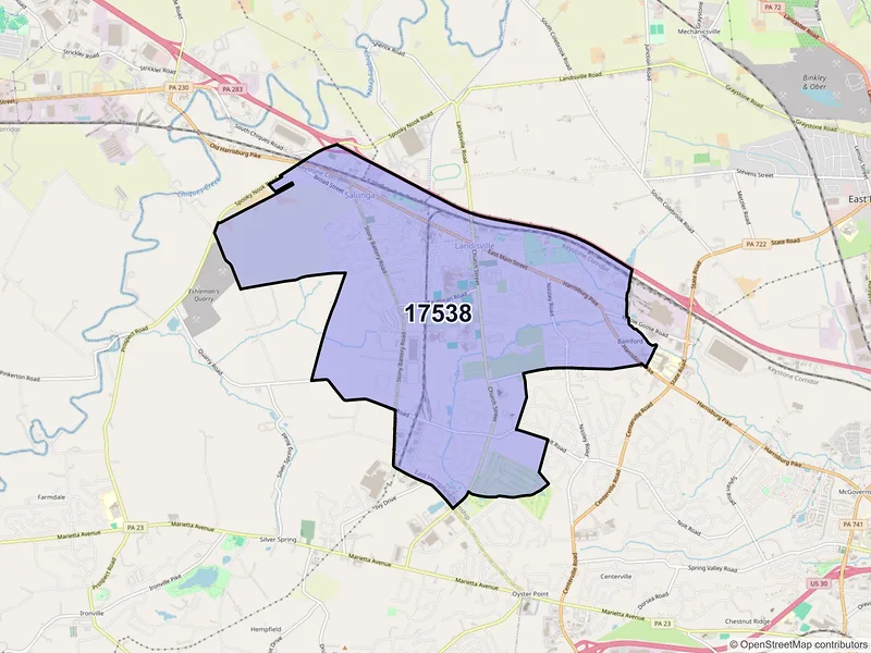 Map of ZIP Code 17538 — Landisville, PA