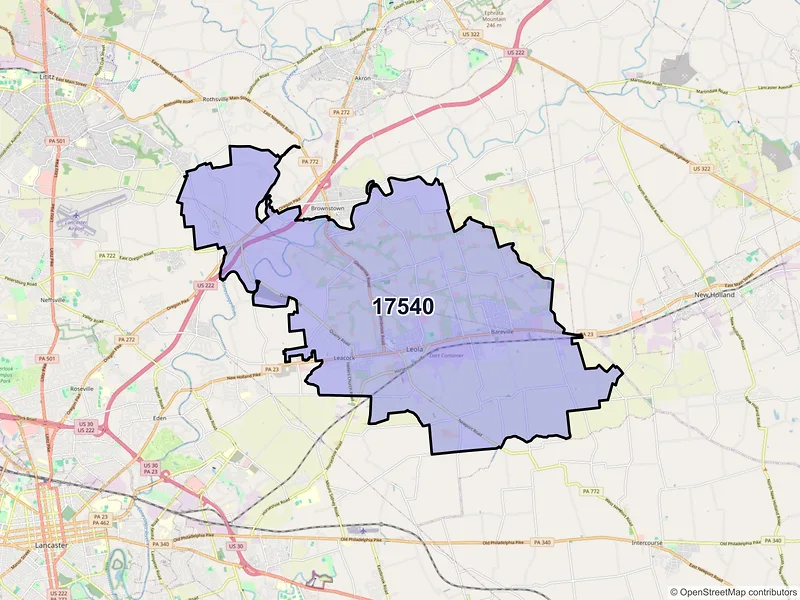 Map of ZIP Code 17540 — Leola, PA