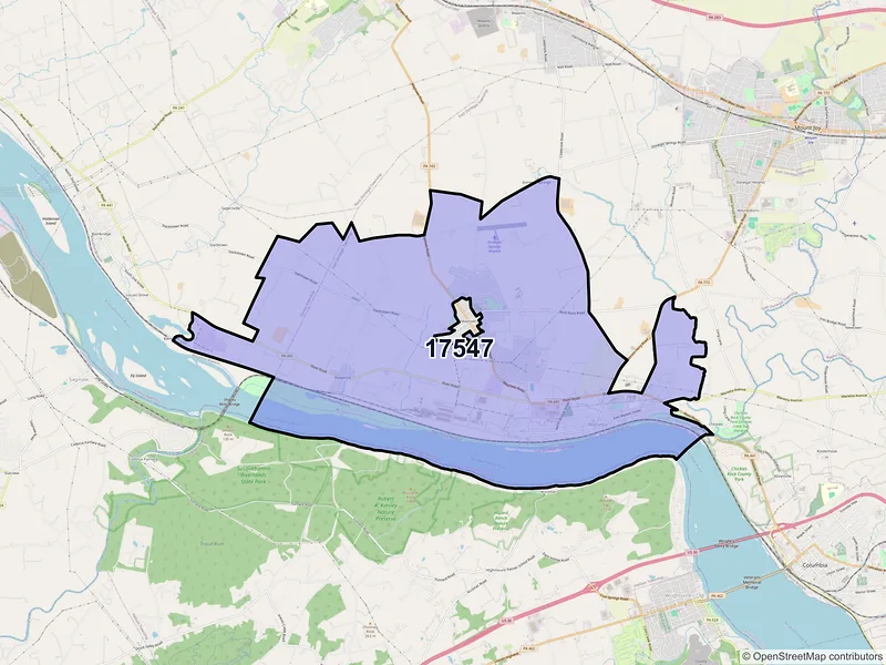 Map of ZIP Code 17547 — Marietta, PA
