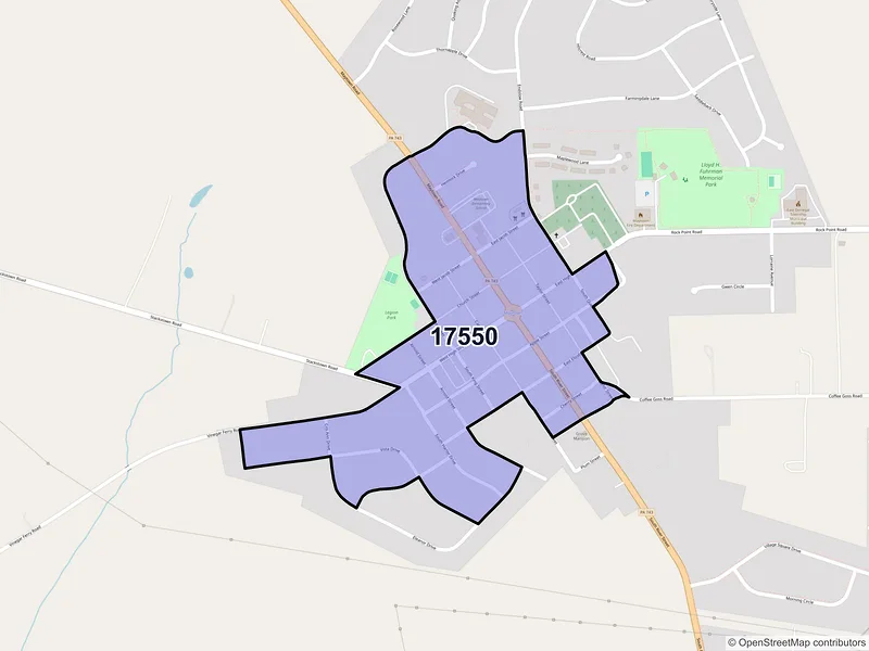 Map of Maytown, Pennsylvania and ZIP codes