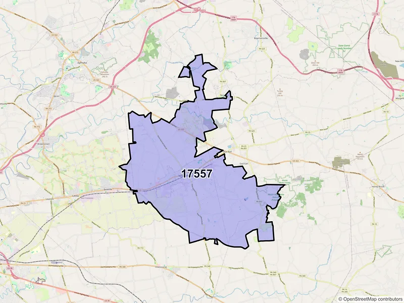 Map of ZIP Code 17557 — New Holland, PA