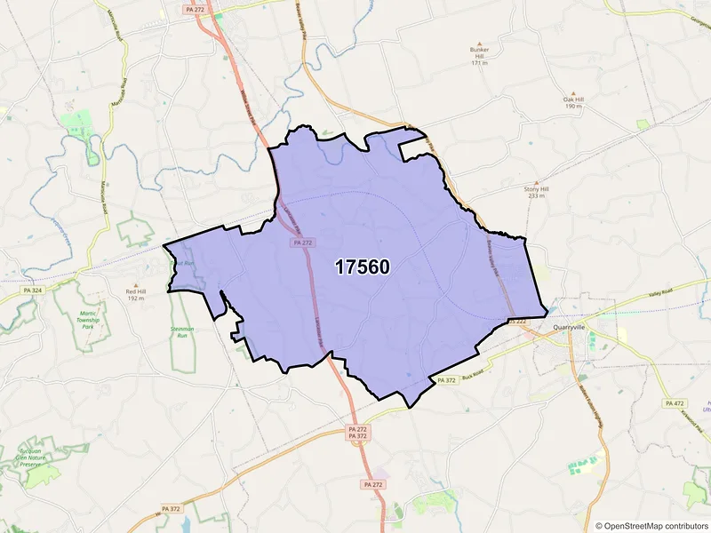 Map of ZIP Code 17560 — New Providence, PA