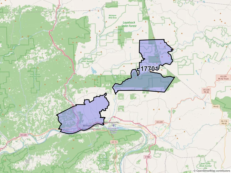 Map of ZIP Code 17701 — Williamsport, PA