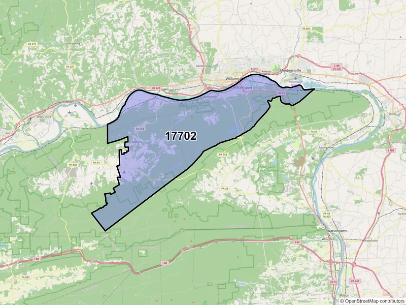 Map of ZIP Code 17702 — Williamsport, PA