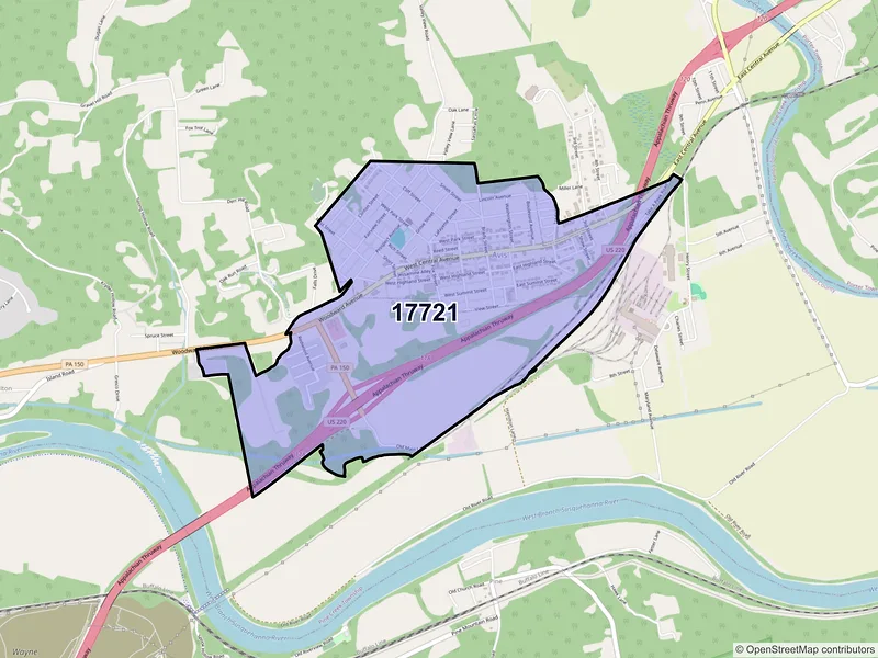 Map of Avis, Pennsylvania and ZIP codes