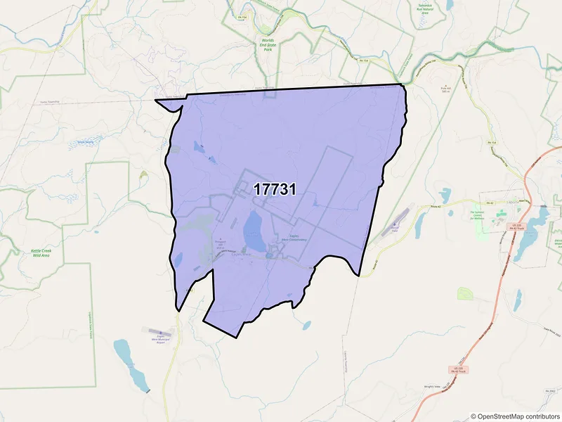 Map of Eagles Mere, Pennsylvania and ZIP codes