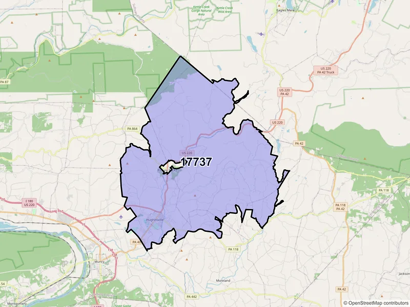 Map of ZIP Code 17737 — Hughesville, PA
