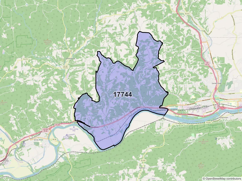 Map of Linden, Pennsylvania and ZIP codes