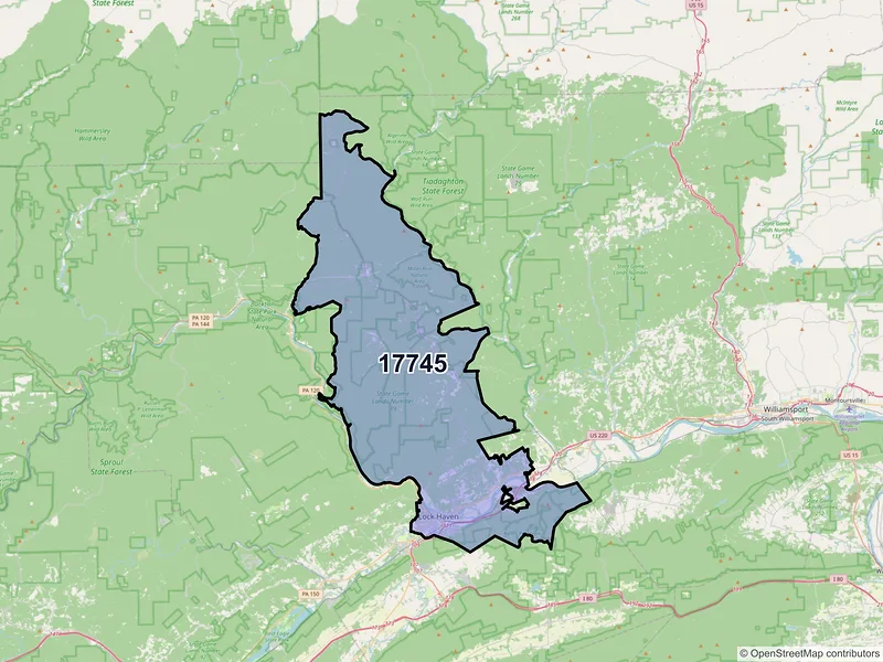 Map of ZIP Code 17745 — Lock Haven, PA