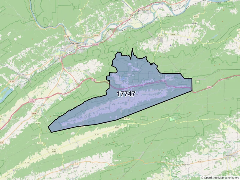 Map of Loganton, Pennsylvania and ZIP codes
