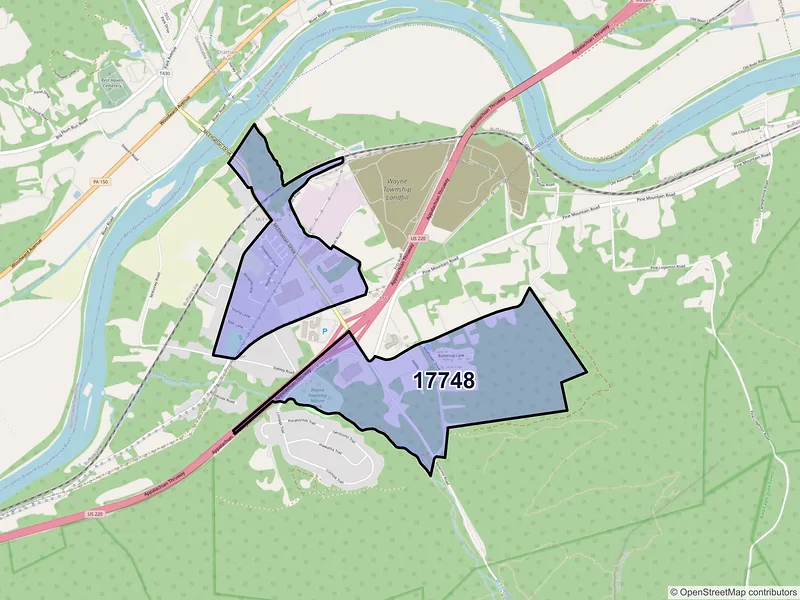 Map of Mc Elhattan, Pennsylvania and ZIP codes