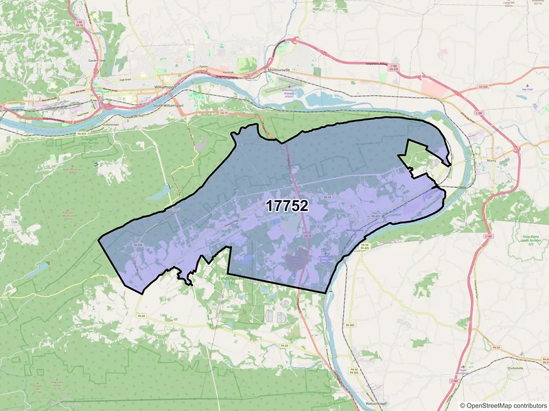 Map of Montgomery, Pennsylvania and ZIP codes