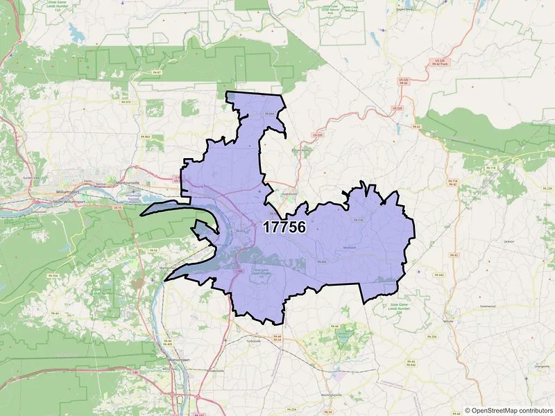 Map of ZIP Code 17756 — Muncy, PA