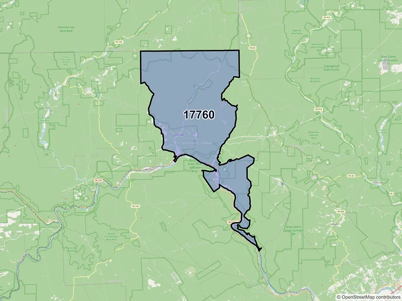 Map of ZIP Code 17760 — North Bend, PA