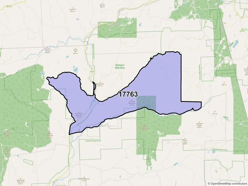 Map of Ralston, Pennsylvania and ZIP codes