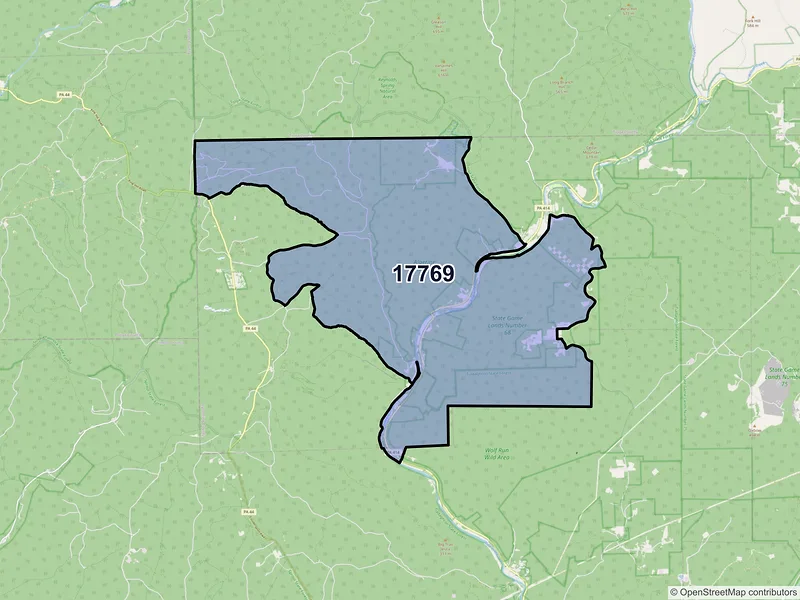 Map of ZIP Code 17769 — Slate Run, PA