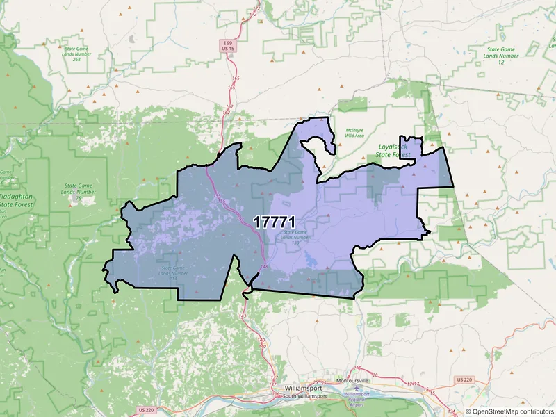 Map of Trout Run, Pennsylvania and ZIP codes