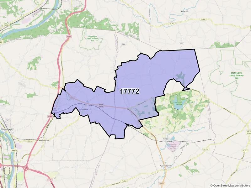 Map of Turbotville, Pennsylvania and ZIP codes