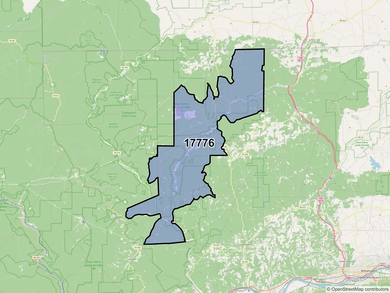 Map of ZIP Code 17776 — Waterville, PA