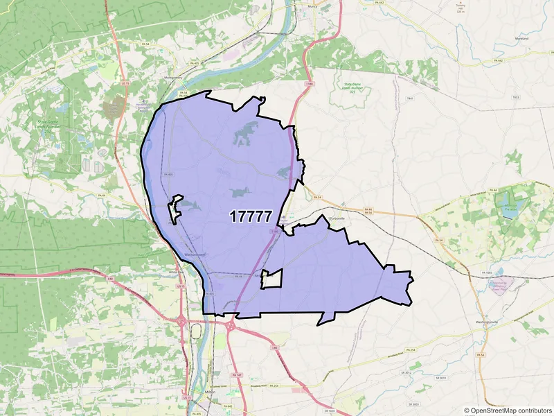 Map of ZIP Code 17777 — Watsontown, PA