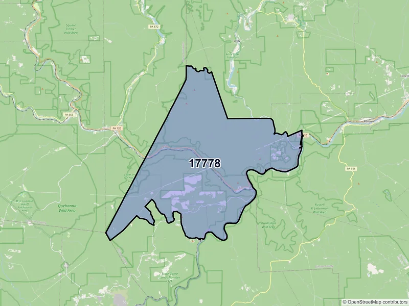 Map of ZIP Code 17778 — Westport, PA