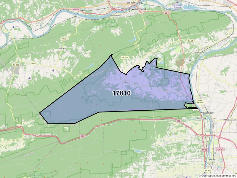 Map of Allenwood, Pennsylvania and ZIP codes