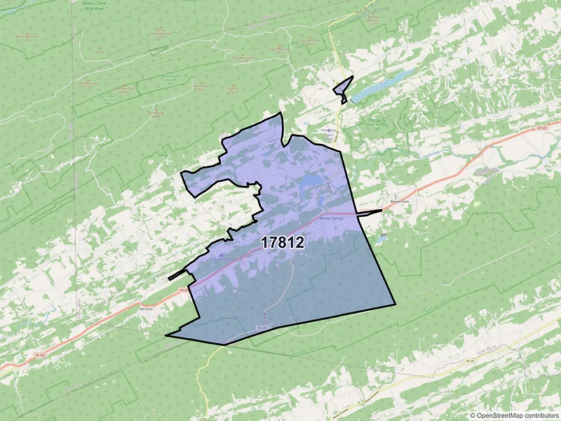 Map of ZIP Code 17812 — Beaver Springs, PA