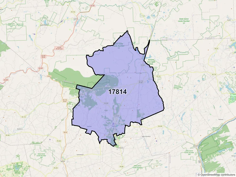Map of ZIP Code 17814 — Benton, PA