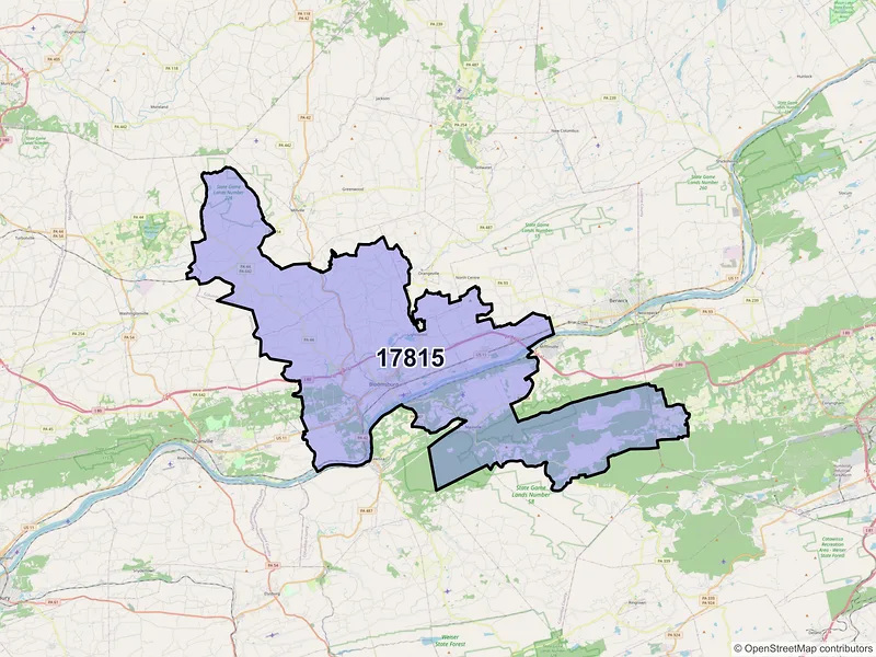 Map of ZIP Code 17815 — Bloomsburg, PA