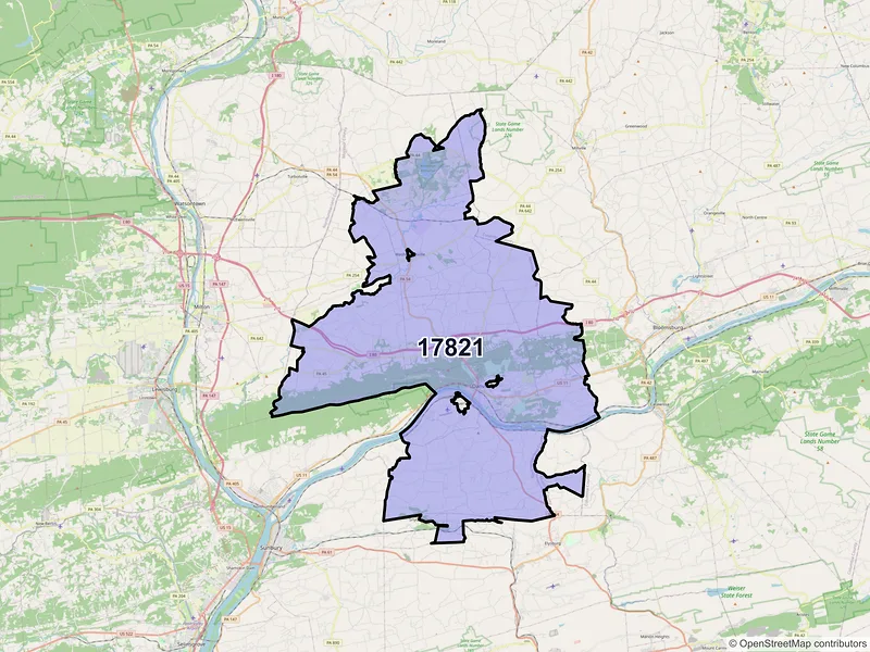 Map of ZIP Code 17821 — Danville, PA