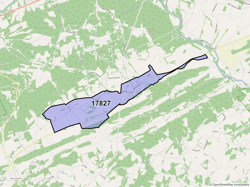 Map of ZIP Code 17827 — Freeburg, PA
