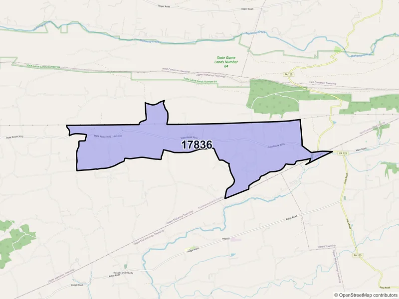 Map of ZIP Code 17836 — Leck Kill, PA