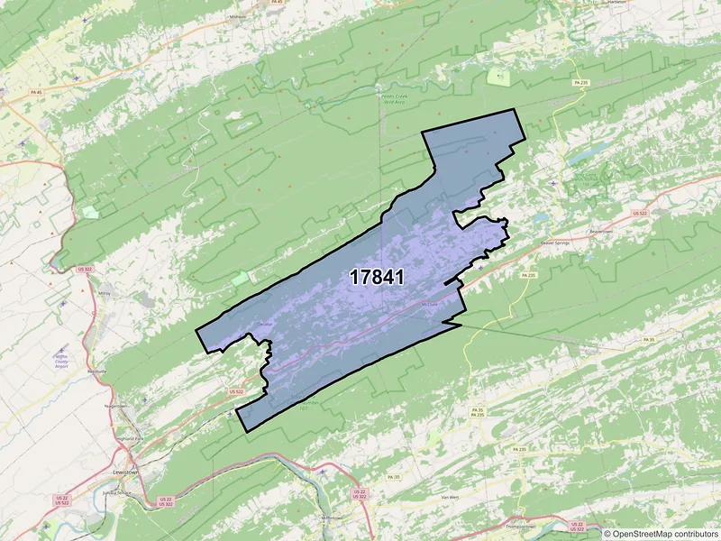 Map of ZIP Code 17841 — Mc Clure, PA