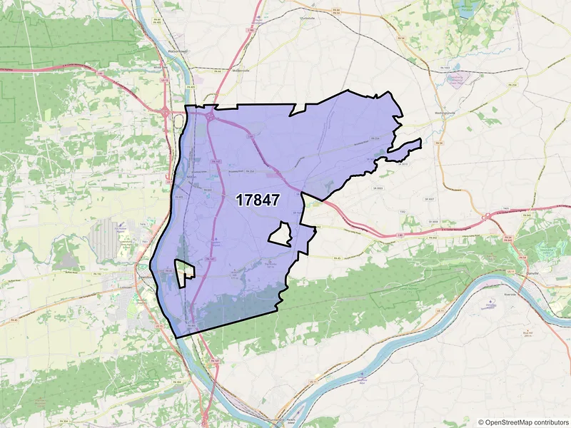 Map of ZIP Code 17847 — Milton, PA