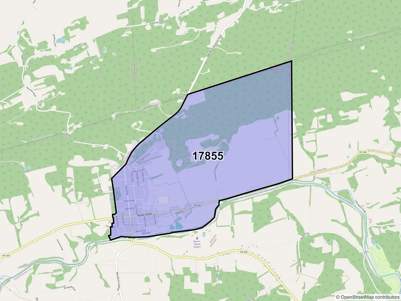 Map of ZIP Code 17855 — New Berlin, PA